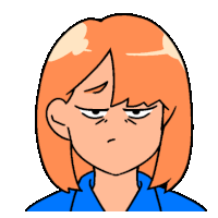 a cartoon drawing of a girl with red hair making a funny face