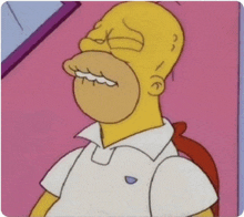 homer simpson is wearing a white shirt and sitting in a chair with his eyes closed .