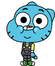 a cartoon character from the amazing world of gumball wearing overalls