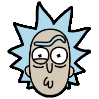 a drawing of rick from rick and morty with a w on his face