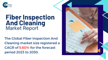 a fiber inspection and cleaning market report with a picture of a person using a keyboard