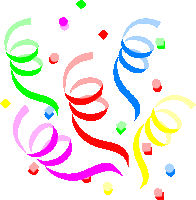 a bunch of colorful ribbons and confetti against a white background