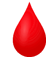 a single red drop of blood is against a white background