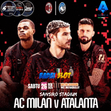 a poster for ac milan v atalanta shows three players