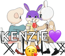 a cartoon of three rabbits with the name kenzie on the bottom