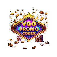 a logo for vgo promo codes is surrounded by poker chips and coins