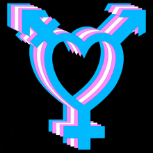 a transgender symbol with a heart and two arrows