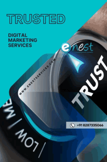 an ad for trusted digital marketing services shows a button