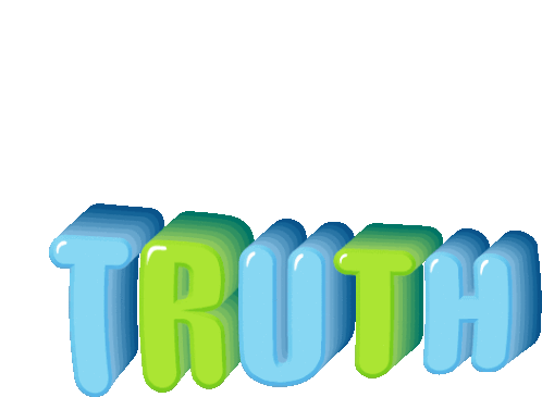 the word truth is in blue and green on a white background