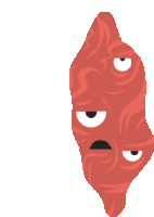 a cartoon illustration of a red object with two faces on it