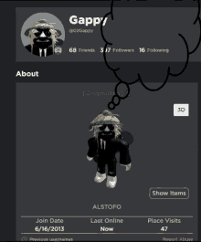 a screenshot of a person 's profile on a website