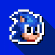 a pixel art of sonic the hedgehog 's head on a blue background