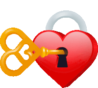 a heart shaped padlock with a key in the keyhole