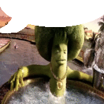 shrek wearing a cowboy hat is taking a bath in a tub