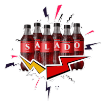 six bottles of salado coca cola with a lightning bolt