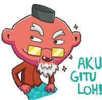 a cartoon drawing of an old man with a beard and glasses says aku gitu loh