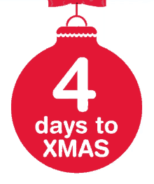 a red sign that says 4 days to xmas on it