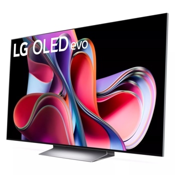 LG 65 or 77-inch G3 OLED evo smart tv with stand right side angle view 