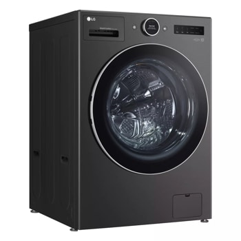 LG WM6998HBA All-In-One Washer Dryer Combo left side angle view