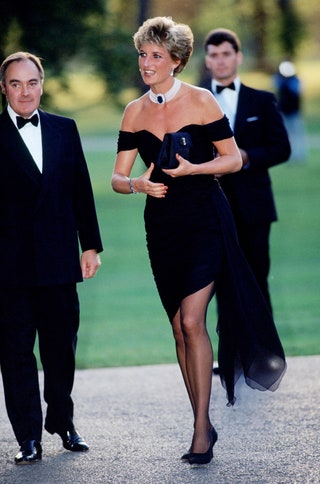 Image may contain Diana Princess of Wales Clothing Apparel Human Person Coat Overcoat Suit and Evening Dress