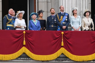 Image may contain Elizabeth II Charles Prince of Wales Anne Princess Royal Prince William Duke of Cambridge and Human