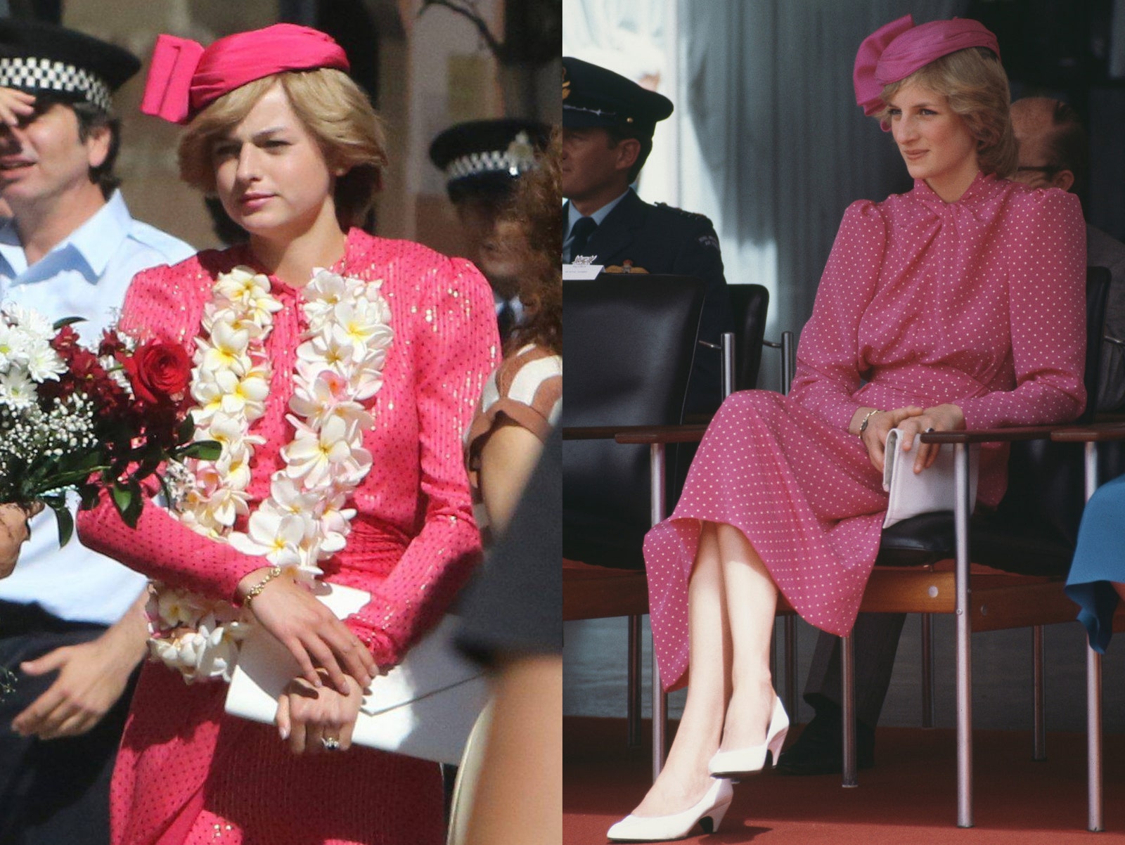 Pink und gepunktet Dieses Kleid von Designer Donald Campbell trug Prinzessin Diana immer wieder das erste Mal 1983 auf...