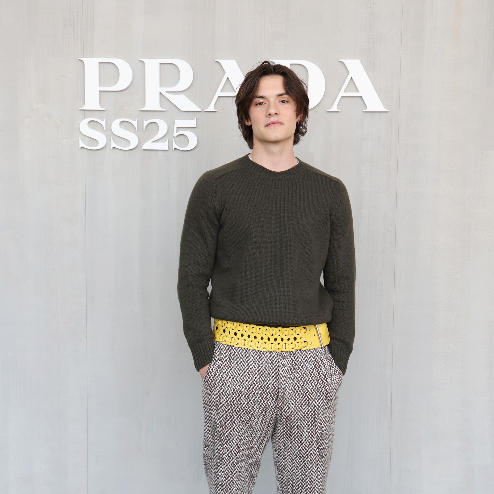 Louis Partridge prepares for Prada's spring/summer 2025 men's show in Milan