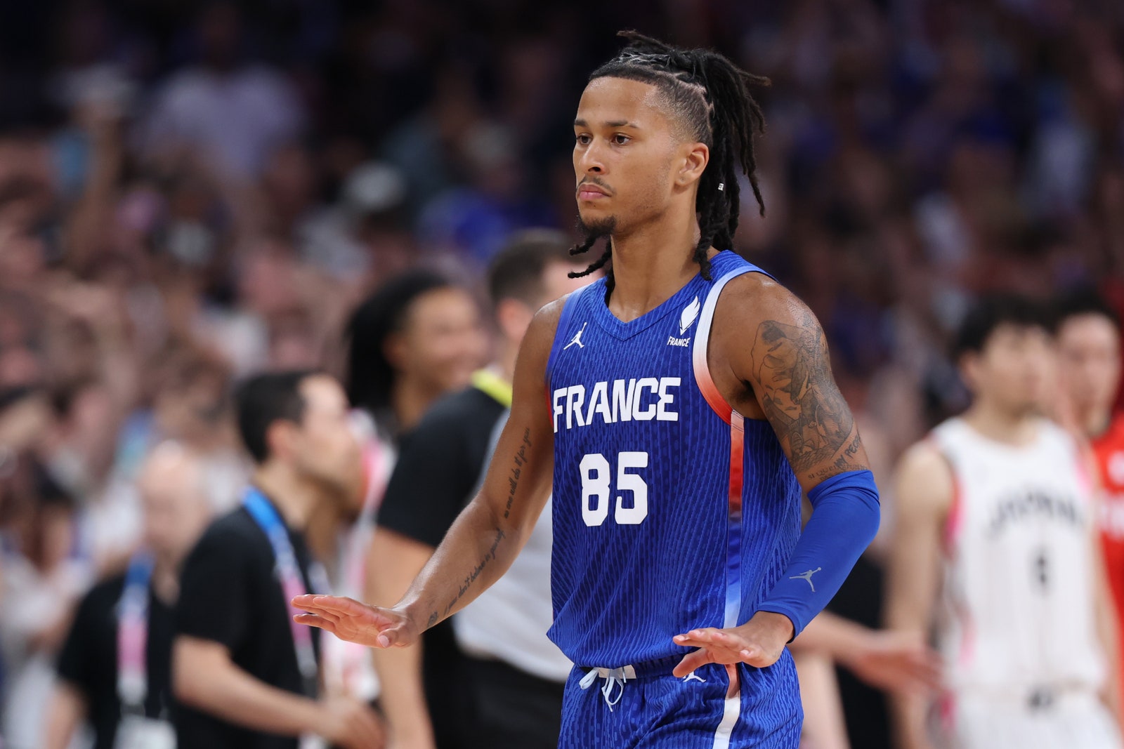 Matthew Strazel lors du match France  Japon dans le tournoi olympique au Stade Pierre Mauroy à Lille