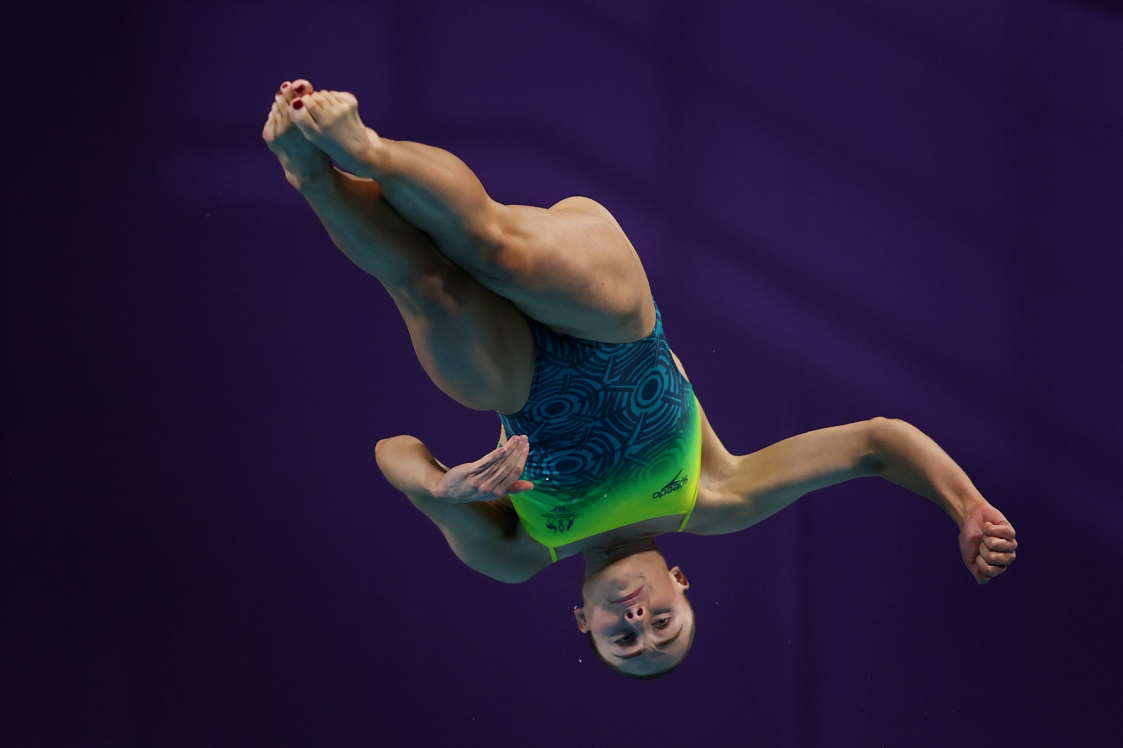 SMETHWICK ENGLAND  AUGUST 05 Georgia Rae Leslie Sheehan of Team Australia competes in the Women's 1m Springboard...