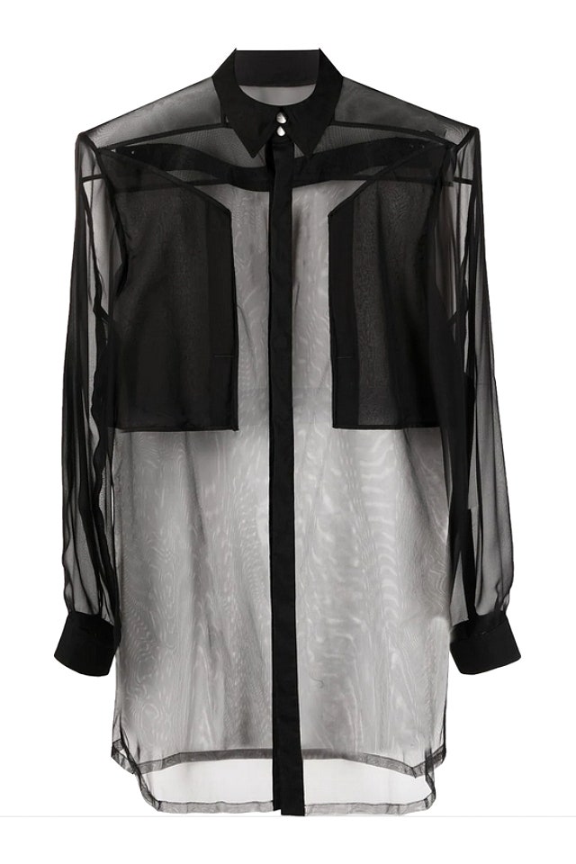 Camisa negra transparente Rick Owens