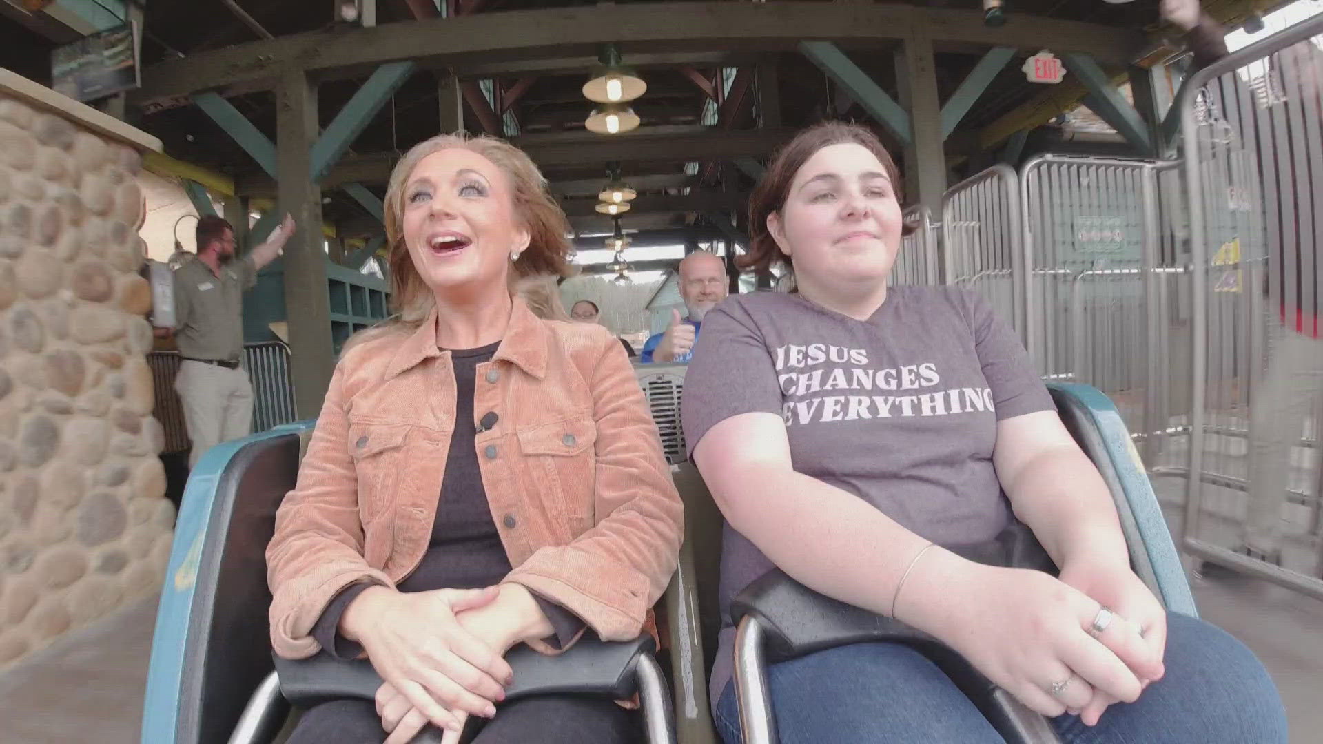 Zoe loves rollercoasters and chose to visit an amusement park as her wish. While visiting, she took Brittany to ride Big Bear Mountain in Dollywood.