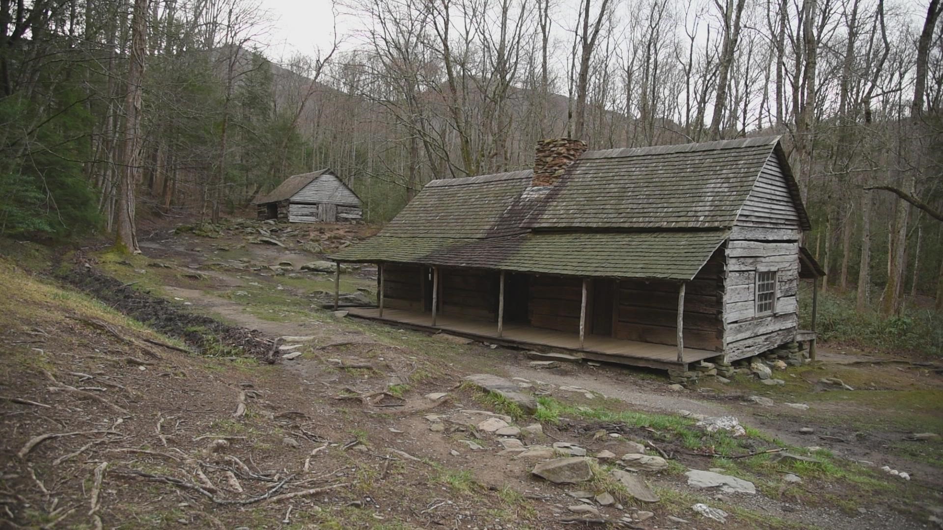 At 4.5 miles roundtrip, the Twin Creeks Trail is considered an easy hike and leads to the Bud Ogle Cabin.