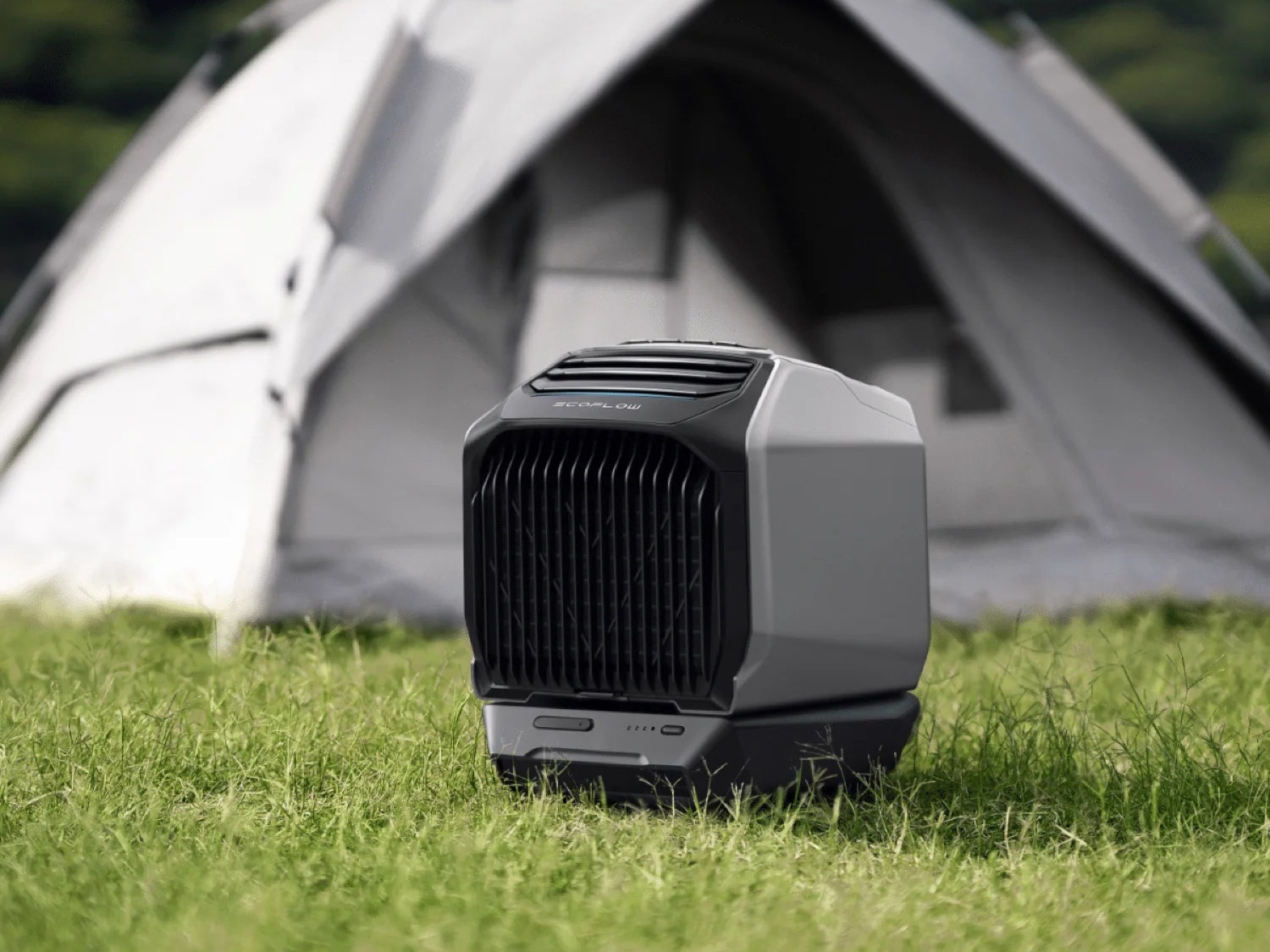 EcoFlow Wave 2 portable air conditioner outside near a tent
