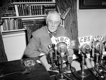 U.S. President Franklin Roosevelt is seen shortly before adressing the public 'On the Fall of Rome,' in one of his Fireside Chats from the White House in Washington, June 5, 1944.