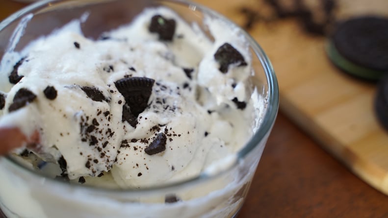 cottage cheese ice cream recipe from tiktok with oreos