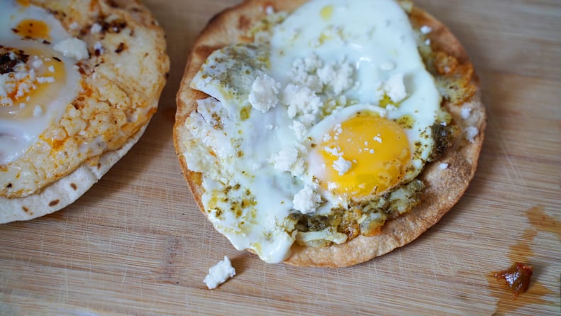 feta fried egg with pesto