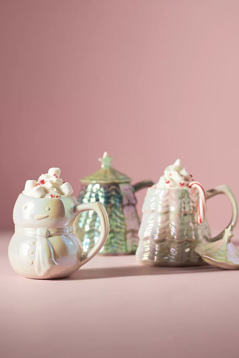 Anthropologie Merry Snowman Mug in Pearl