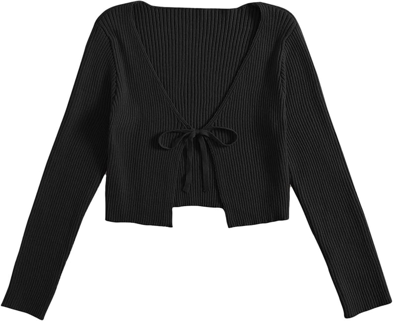 Best Balletcore Tops: Floerns Tie Front Long Sleeve Cardigan