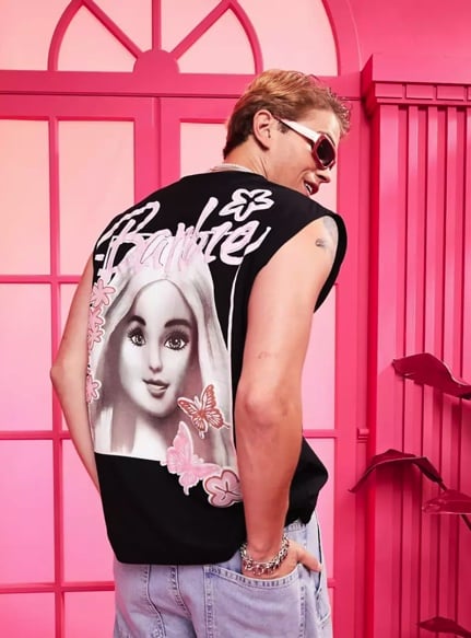 "Barbie" Merch Black Oversized Vest