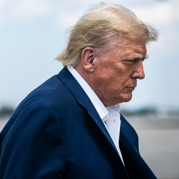 Donald Trump boards his airplane in West Palm Beach, Fla. on March 13, 2023.