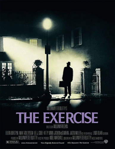 a movie poster for the exercise shows a man with a briefcase standing in front of a house