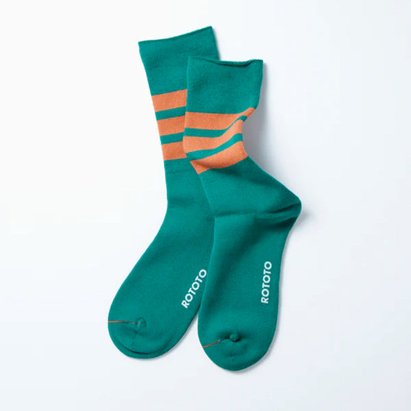 Rototo - Chaussettes Rayées - Vert & Orange