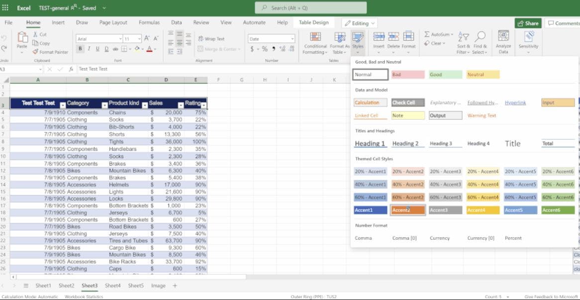 Microsoft Excel for the web