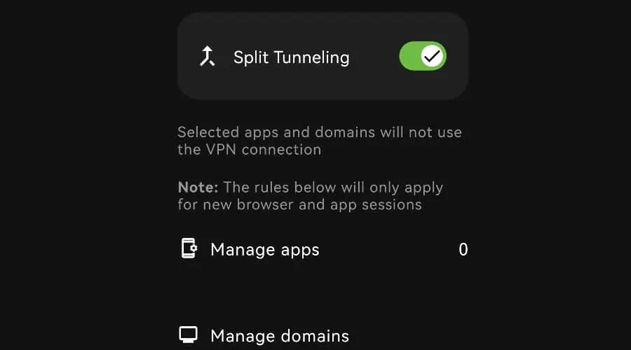 IPVanish split tunneling