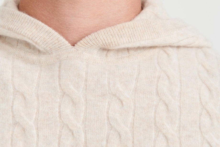 Closeup of cashmere hoodie