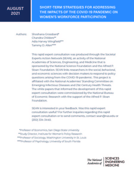 Short-Term Strategies for Addressing the Impacts of the COVID-19 Pandemic on Women's Workforce Participation