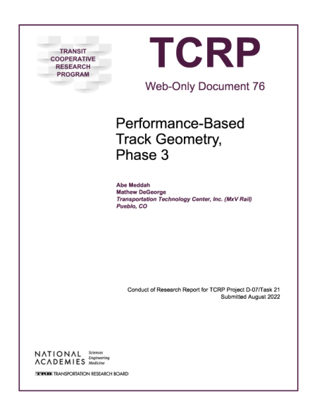 Performance-Based Track Geometry, Phase 3