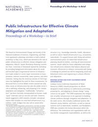 Public Infrastructure for Effective Climate Mitigation and Adaptation: Proceedings of a Workshop—in Brief