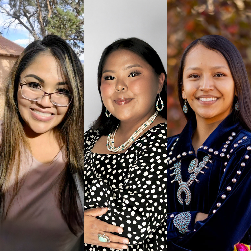 Three Native American female NAU students smiling