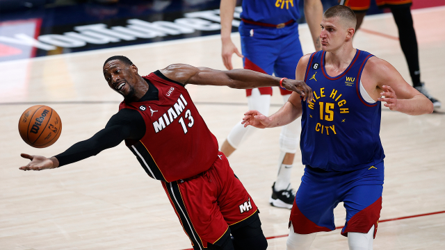 Denver Nuggets center Nikola Jokic and Miami Heat center Bam Adebayo